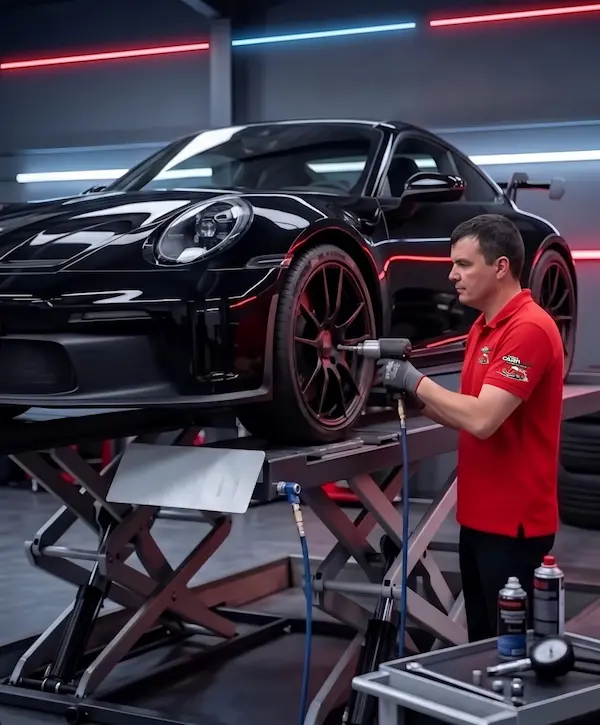 El único punto de contacto con el asfalto. Trabajamos con primeras marcas (Michelin, Pirelli, Toyo Tires, Continental), asegurando el equilibrado perfecto y el cuidado extremo de tus llantas durante el montaje para no arañarlas.